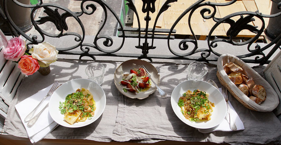 meal on the balcony